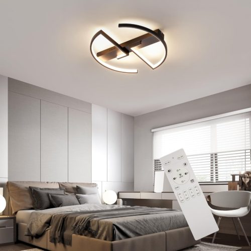 Plafonieră LED Rotundă Subțire de 36W - Cu Telecomandă, Dimmabilă, Funcție Memorie - Corp Negru din Aluminiu pentru Livinguri, Dormitoare,