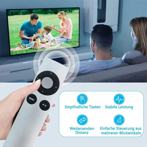 Telecomanda Universală FOXRMT pentru Apple TV 1, 2, 3, 4 - Negru, Raza de acțiune 10m, Compatibilă cu MC377L/A A1294 A1218 A1378 A1427