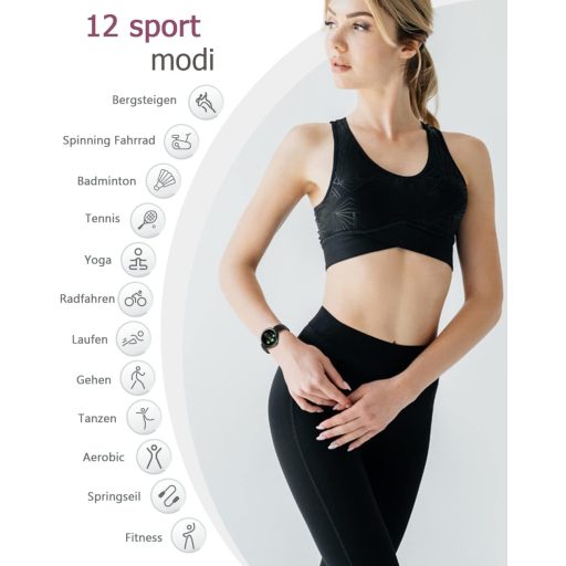 Dámske inteligentné hodinky Shang Wing Lynn: kompaktný, štýlový fitness tracker s meraním srdcovej frekvencie a SpO2