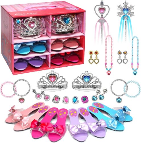 Set de machiaj Unicorn Roz pentru Fete - Costum de Prințesă cu Accesorii, Bijuterii și Pantofi, pentru Vârste cuprinse între 3 și 18 Ani
