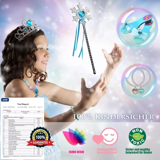 Set de machiaj Unicorn Roz pentru Fete - Costum de Prințesă cu Accesorii, Bijuterii și Pantofi, pentru Vârste cuprinse între 3 și 18 Ani