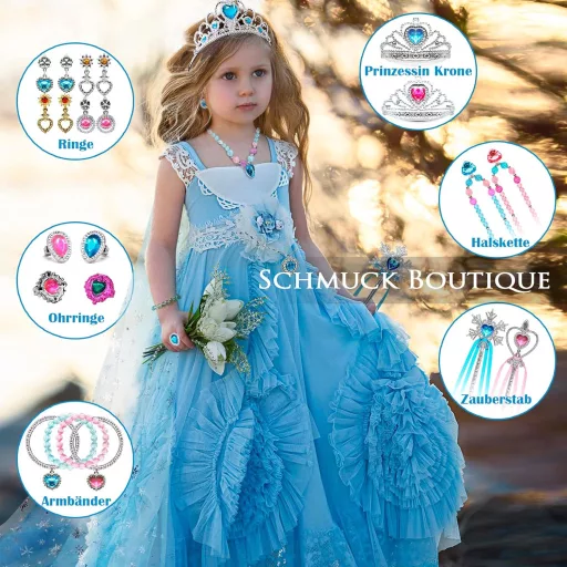 Set de machiaj Unicorn Roz pentru Fete - Costum de Prințesă cu Accesorii, Bijuterii și Pantofi, pentru Vârste cuprinse între 3 și 18 Ani