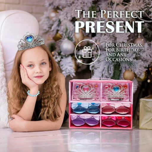 Set de machiaj Unicorn Roz pentru Fete - Costum de Prințesă cu Accesorii, Bijuterii și Pantofi, pentru Vârste cuprinse între 3 și 18 Ani