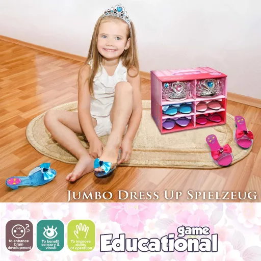 Set de machiaj Unicorn Roz pentru Fete - Costum de Prințesă cu Accesorii, Bijuterii și Pantofi, pentru Vârste cuprinse între 3 și 18 Ani