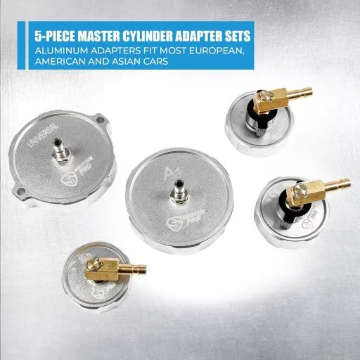 Set de 5 adaptoare aluminiu pentru cilindru de frână cu cuplaj rapid, auto
