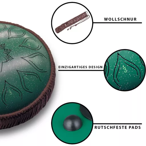 ORORA Acél Nyelv Dob 12 Hüvelykes 13 Hangú - Handpan Relaxációs Hangszer Gyerekeknek és Felnőtteknek - 20 Kottás E-könyvvel - Különleges Ajá
