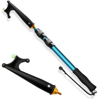   KOMCLUB Teleskopska kuka 2m - Lagana aluminijska brodska kuka s protukliznom gumenom ručkom i svjetlećim perlama - Za privez i ribolov