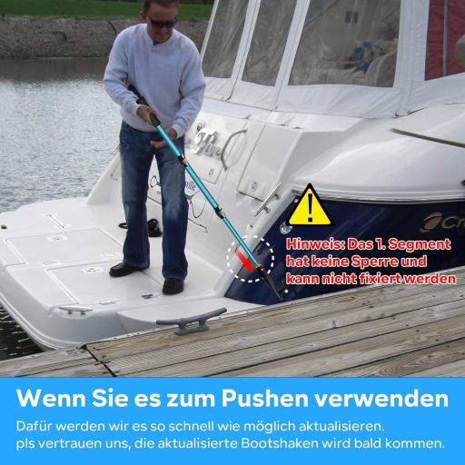 KOMCLUB Teleskopická vyťahovacia kotva 2m - Ľahká hliníková lodná kotva s protišmykovou gumovou rukoväťou a svetielkujúcimi korálikmi - Na kotvenie a rybolov