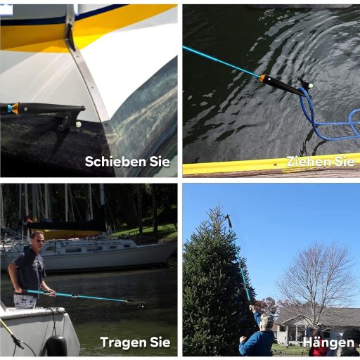 KOMCLUB Teleskopická vyťahovacia kotva 2m - Ľahká hliníková lodná kotva s protišmykovou gumovou rukoväťou a svetielkujúcimi korálikmi - Na kotvenie a rybolov