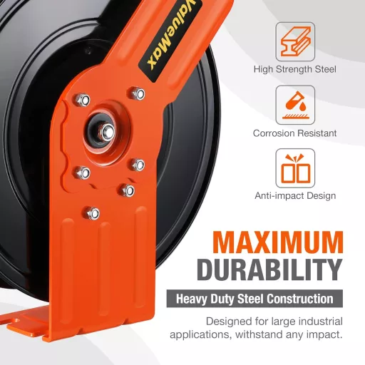 Bobină furtun metalic pentru aer comprimat ValueMax 15m + 1m Retractabil automat 1/4" 20 bar