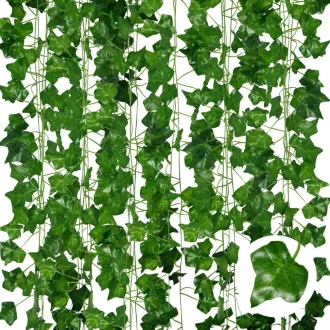   ADORAMOUR Umjetni bršljan vijenac, set od 6 komada, 210 cm - Umjetni girlanda bršljana sa zelenim lišćem za dekoraciju zidova, za unutarnju i vanjsku upotrebu.