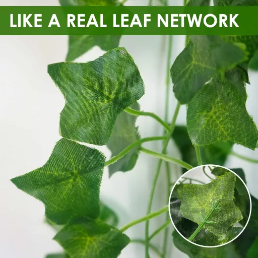 ADORAMOUR Umjetni bršljan vijenac, set od 6 komada, 210 cm - Umjetni girlanda bršljana sa zelenim lišćem za dekoraciju zidova, za unutarnju i vanjsku upotrebu.