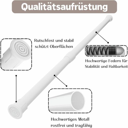 GDEVKHN 2 buc. Tijă de tensiune pentru perdele, 40-70 cm, negru, tijă telescopică de tensiune, fără găurire.