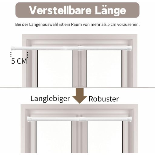 GDEVKHN 2 buc. Tijă de tensiune pentru perdele, 40-70 cm, negru, tijă telescopică de tensiune, fără găurire.