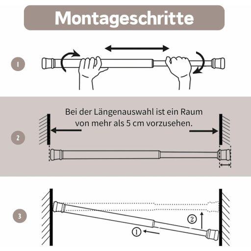 GDEVKHN 2 buc. Tijă de tensiune pentru perdele, 40-70 cm, negru, tijă telescopică de tensiune, fără găurire.