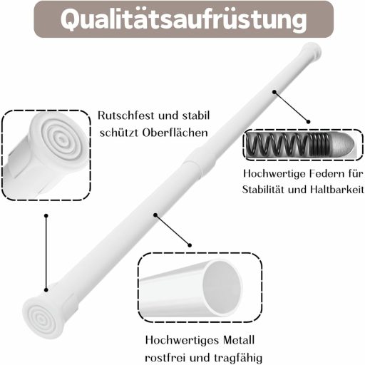 GDEVKHN 2 buc. Tijă de tensiune pentru perdele, 40-70 cm, negru, tijă telescopică de tensiune, fără găurire.