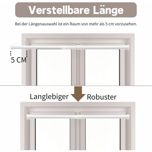 GDEVKHN 2 buc. Tijă de tensiune pentru perdele, 40-70 cm, negru, tijă telescopică de tensiune, fără găurire.