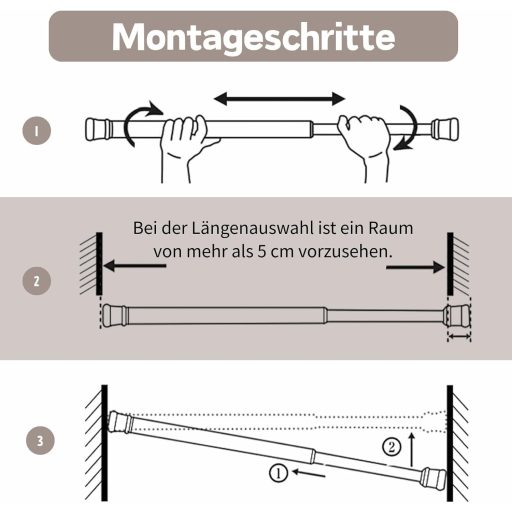 GDEVKHN 2 buc. Tijă de tensiune pentru perdele, 40-70 cm, negru, tijă telescopică de tensiune, fără găurire.
