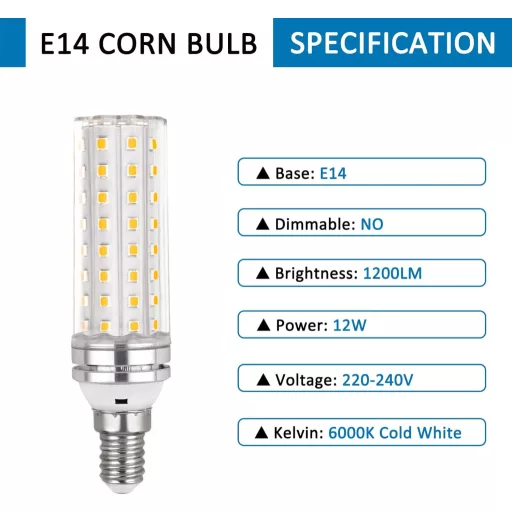 SCNNC LED kukoricaizzó E14 12W hideg fehér 6000K 6 darab csomag