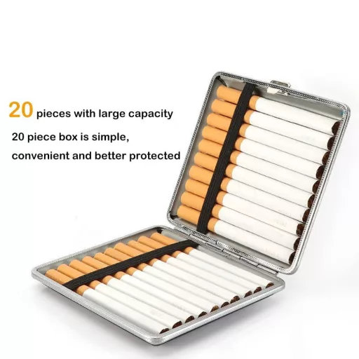 Fém és Műbőr Cigaretta Tárca Fekete, Rugalmas Pánttal