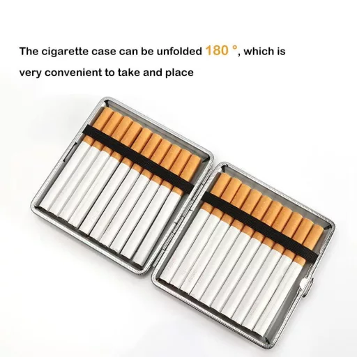 Fém és Műbőr Cigaretta Tárca Fekete, Rugalmas Pánttal