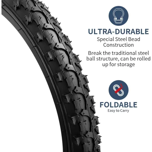 YunSCM 20 Inch Anvelopă și Cameră Set Bicicletă Pliabilă 1.95