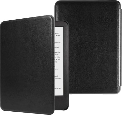 Husă subțire din piele neagră cu trezire automată pentru Kindle 2022