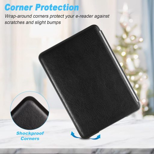 Puzdro na Kindle 2022 čierne tenké kožené s automatickým prebudením