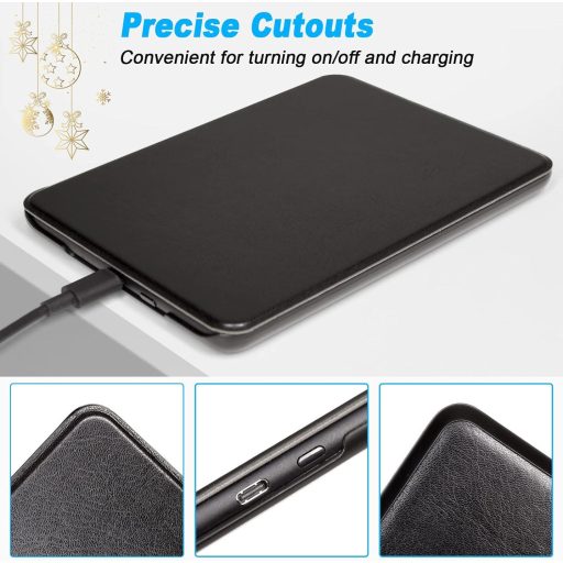 Puzdro na Kindle 2022 čierne tenké kožené s automatickým prebudením