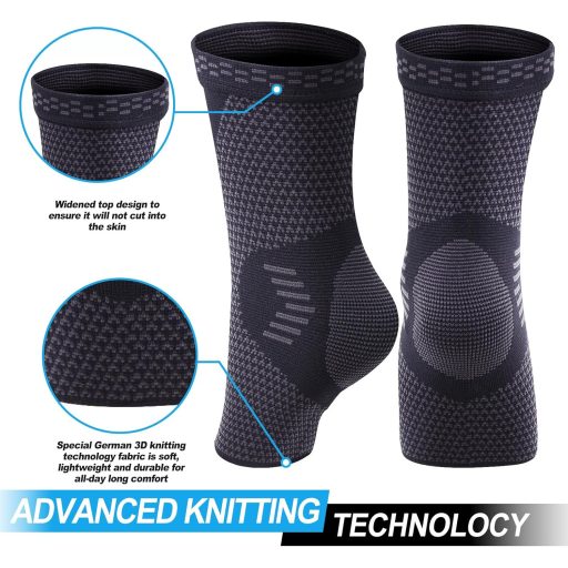 Lusenone 2 db Bokaszalag Kompressziós Bokaortézis Plantar Fasciitis Achilles Ín Fekete S