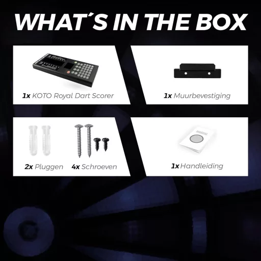 KOTO Royal Elektronikus Darts Pontozó Tábla 40 Játékkal, 8 Játékosra, Fekete Digitális Eredményjelző Fali Rögzítéssel