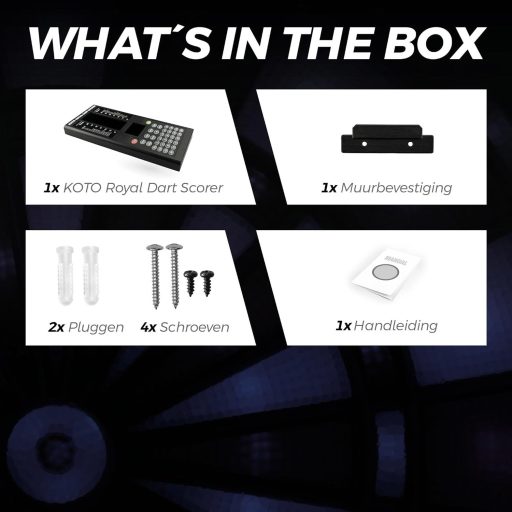 KOTO Royal Tablă de Darts Electronică cu 40 de Jocuri, pentru 8 Jucători, Scor Digital Negru cu Montare pe Perete