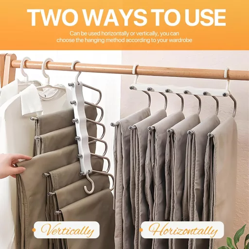 Vešiak na nohavice 6 v 1 Sternstunde – Priestorovo úsporný organizér na nohavice, šatky, džínsy z nehrdzavejúcej ocele – Protišmykový, Rozšíriteľný