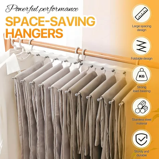 Vešiak na nohavice 6 v 1 Sternstunde – Priestorovo úsporný organizér na nohavice, šatky, džínsy z nehrdzavejúcej ocele – Protišmykový, Rozšíriteľný