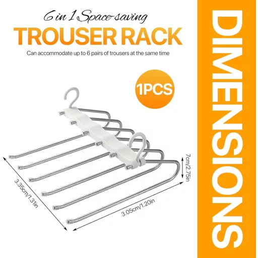 Sternstunde 6 az 1-ben Nadrágakasztó - Helytakarékos Rozsdamentes Acél Ruharendező Nadrágokhoz, Sálakhoz, Farmerekhez - Csúszásgátlós, Bővít