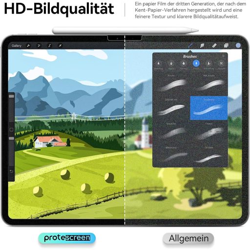 Protescreen 3db Matte Papír Képernyővédő iPad 11 10.9" A16 2025 10. Gen Rajzoláshoz
