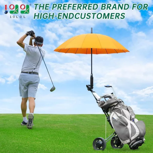Suport umbrelă de golf 10L0L cu bază solidă din aluminiu, pentru cărucior de golf și scaun cu rotile