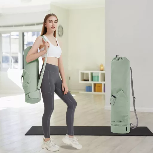 Športová taška na jogu Sportsnew s priehradkou na mokré veci - Nastaviteľný ramenný popruh, držiak na fľašu, objem 30 l - Na podložky na jogu, pilates - Vodoodolný polyester