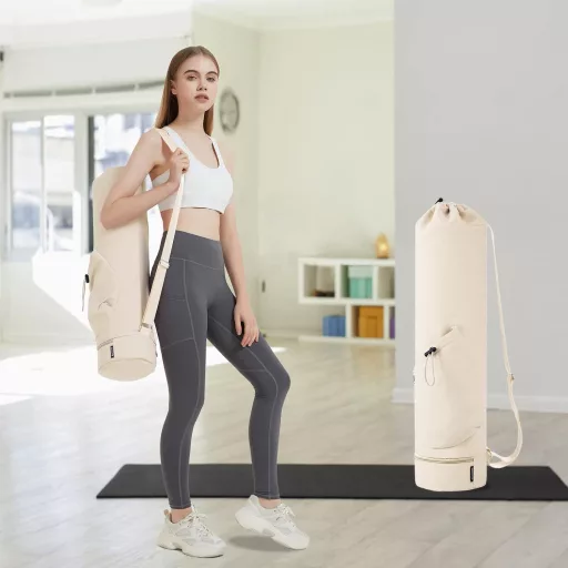 Sportsnew Geantă Yoga cu Compartiment Umed - Curea de Umăr Ajustabilă, Suport pentru Bidon, Capacitate 30L - Pentru Saltele de Yoga, Pilates - Poliester Rezistent la Apă