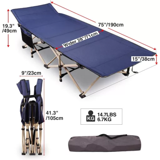 REDCAMP XXL Összecsukható Kemping Ágy 226 kg Terhelhetőség 71 cm Széles