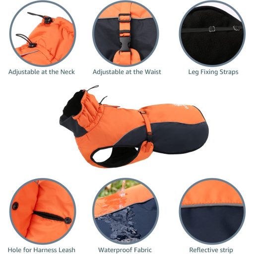 IREENUO haină impermeabilă pentru câini, haină călduroasă de iarnă pentru câini cu benzi reflectorizante, mărimea S