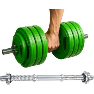   MuscleForge Jednoručná tyč na činky 45 cm - so skrutkovacím uzáverom, kompatibilná s 25 mm kotúčmi, vrúbkovaná oceľová rukoväť, nosnosť 250 kg, na domáce cvičenie