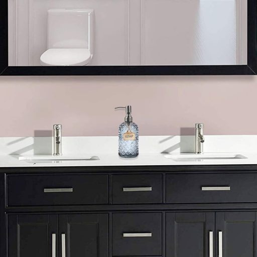 Dozator de săpun din sticlă gri Funly cu pompă din oțel inoxidabil pentru baie și bucătărie