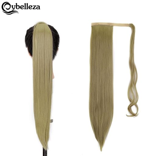 Cybelleza Csatos Lófarok Póthaj - 60 cm Egyenes Hajhosszabbítás Natúr Szőke, 125g, Hajdúsító Copf Nőknek, Hipoallergén