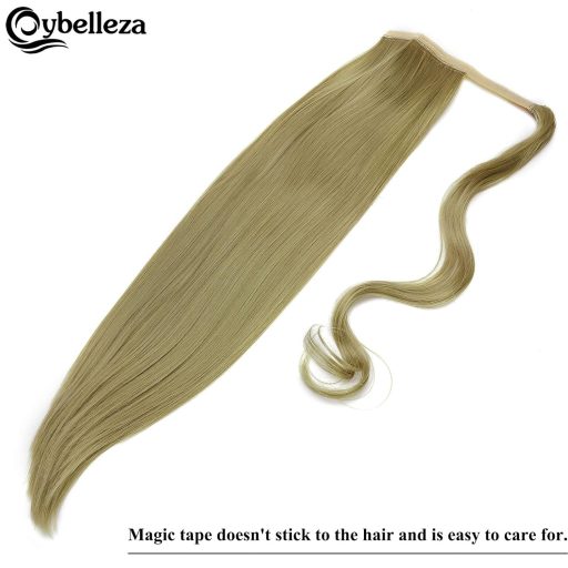 Cybelleza Csatos Lófarok Póthaj - 60 cm Egyenes Hajhosszabbítás Natúr Szőke, 125g, Hajdúsító Copf Nőknek, Hipoallergén