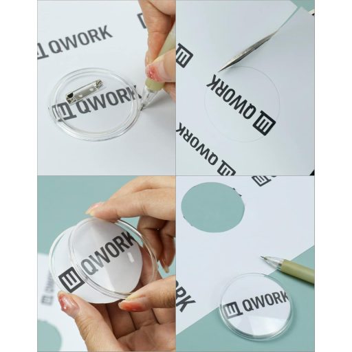 Set de 30 de nasturi QWORK, 60 mm, insigne transparente pentru creații DIY