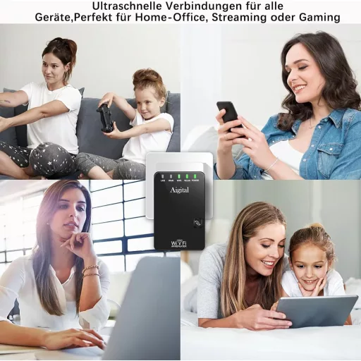 Repetor WiFi Wodgreat 300 Mbit/s - Amplificator Semnal Wireless cu Port LAN, Funcție WPS, Acoperire 340m², Suportă 45+ Dispozitive