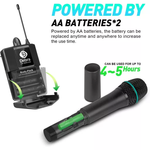 Sistem de microfoane wireless UHF Debra Audio AU800 Pro cu 8 canale, 8 microfoane tip lavalier, receptor metalic - Karaoke, Evenimente, Biserică