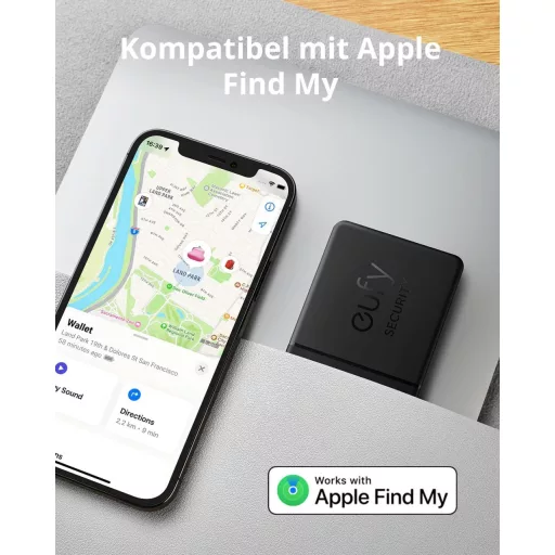 eufy Security SmartTrack Card fekete Bluetooth nyomkövető kulcskeresőhöz, Apple Find My kompatibilis, 3 éves akkumulátor