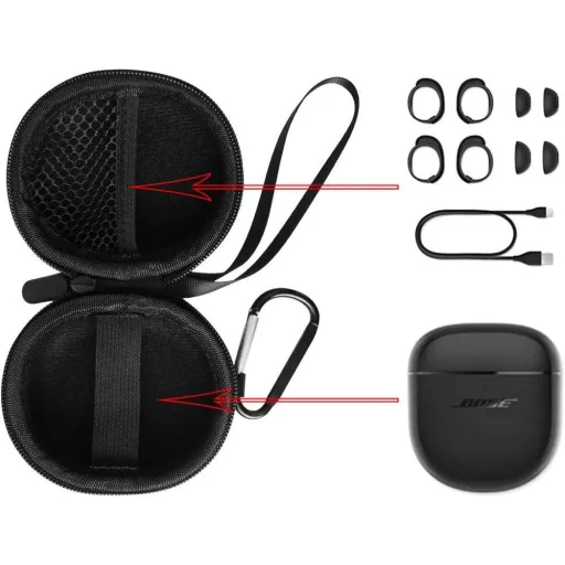 Husă de protecție pentru Bose QuietComfort Earbuds II - Cutie de depozitare premium pentru căști cu anulare a zgomotului